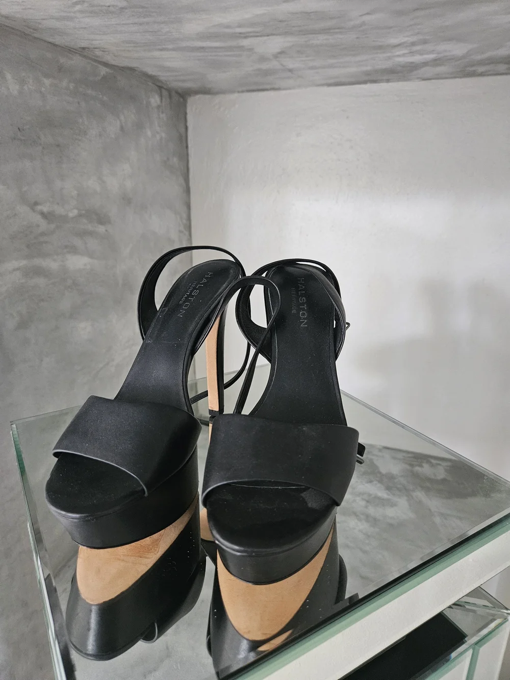 Halston Heritage Black Platform Strappy High Heels